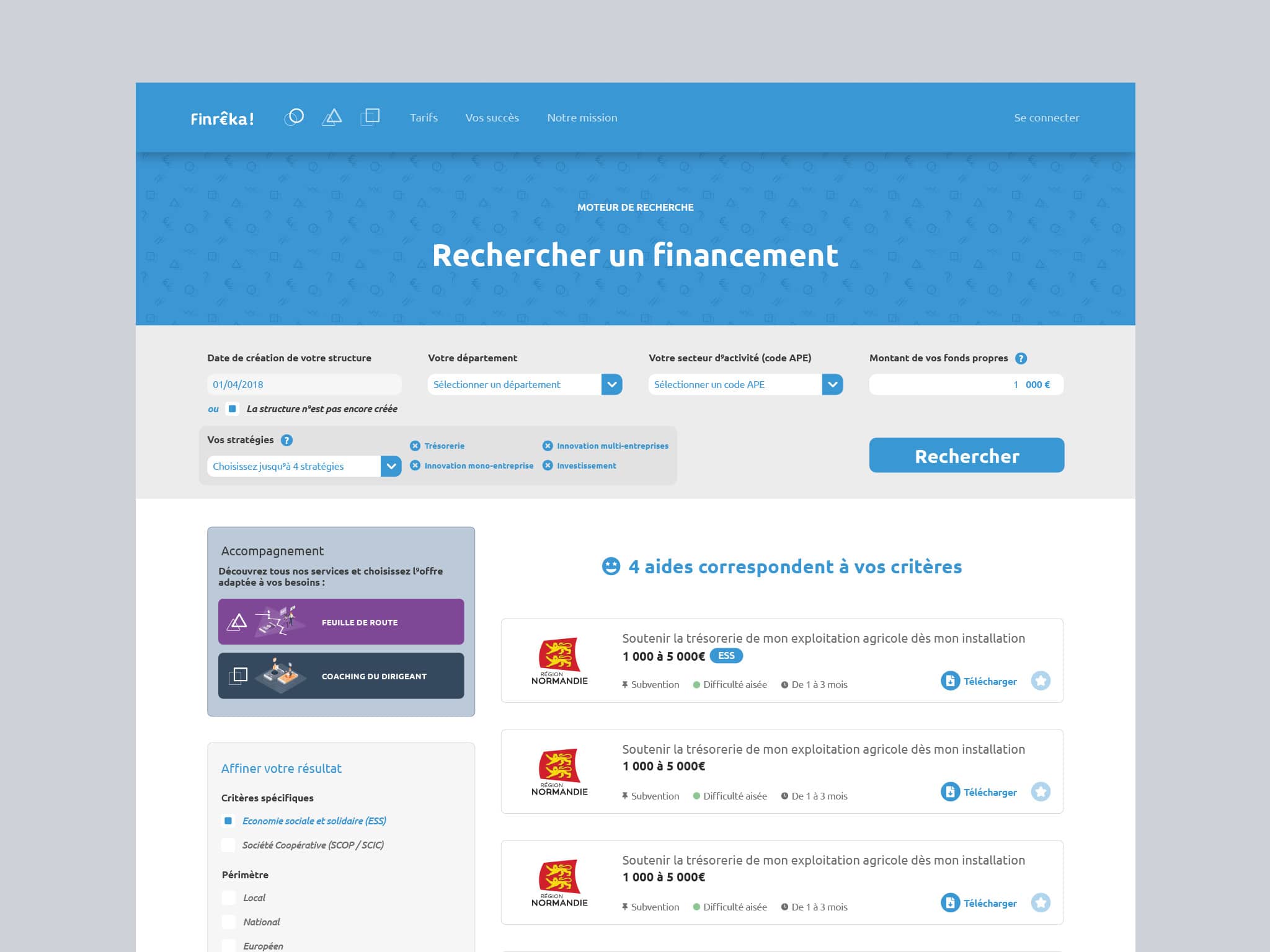 Améliorations UX/UI pour Finrêka