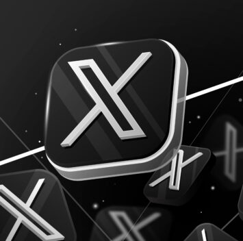 Logo 3D du réseau social X sur fond noir